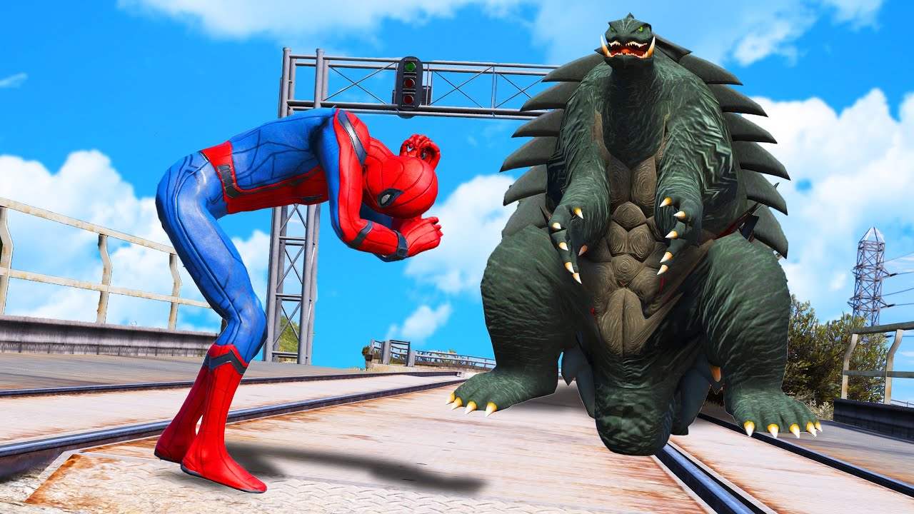 Spider-Man VS Gamera - Turtle Titan Attacking City - Epic Godzilla Monster
