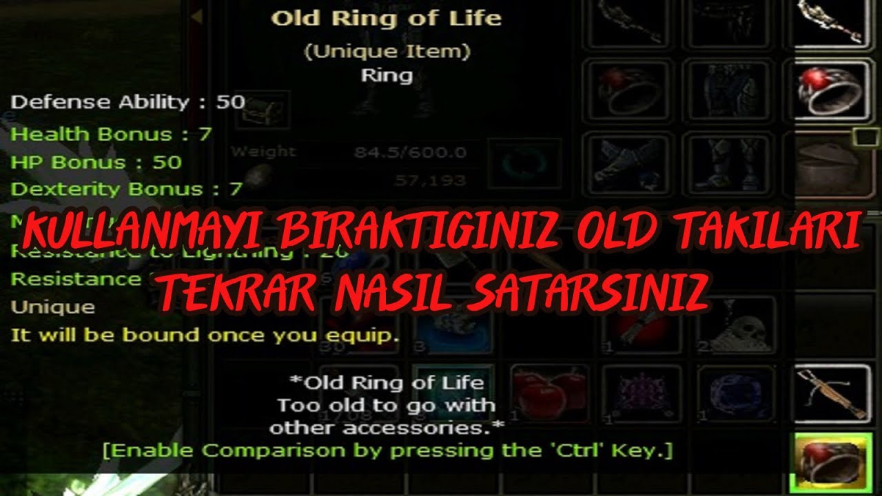 Kullanmadığınız old takıları, tekrar satılabilecek hale getirme! - YAMAKOGLU ( Knight Online )