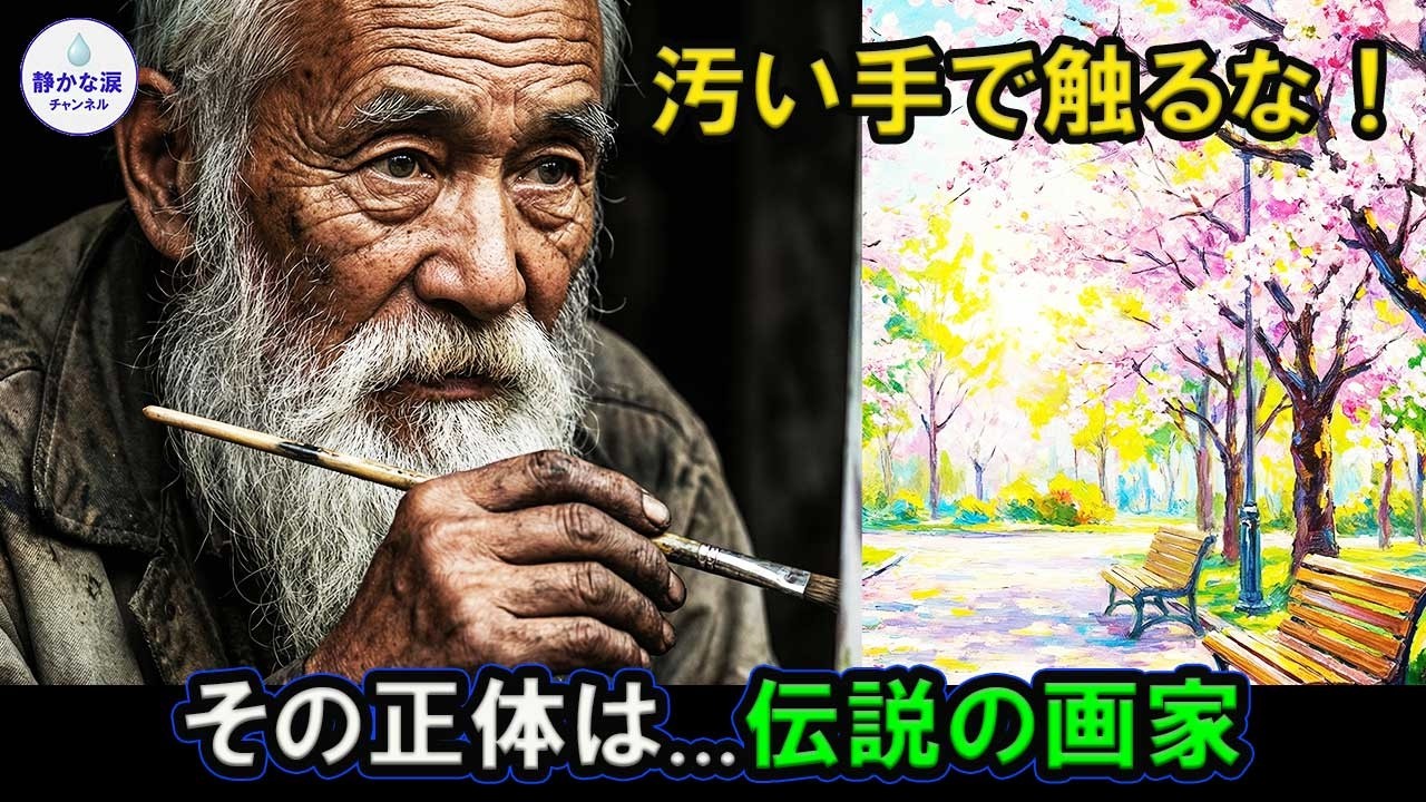 【衝撃】「汚い手で触るな！」絵筆を握ったホームレス、その正体は伝説の画家だった...72歳の老人が20年ぶりに描いた絵に人々が涙
