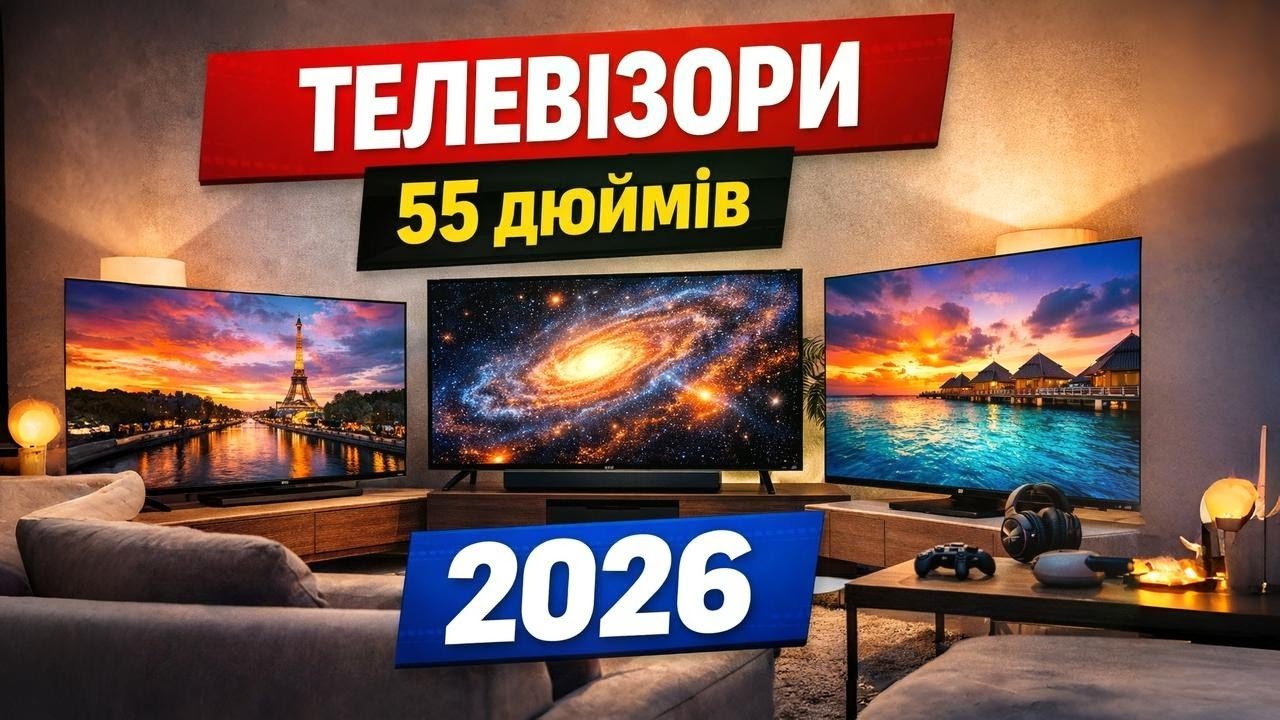Топ-5 телевізорів 55 дюймів у 2026🔥OLED чи Mini LED що краще для дому! Рейтинг та поради по вибору!