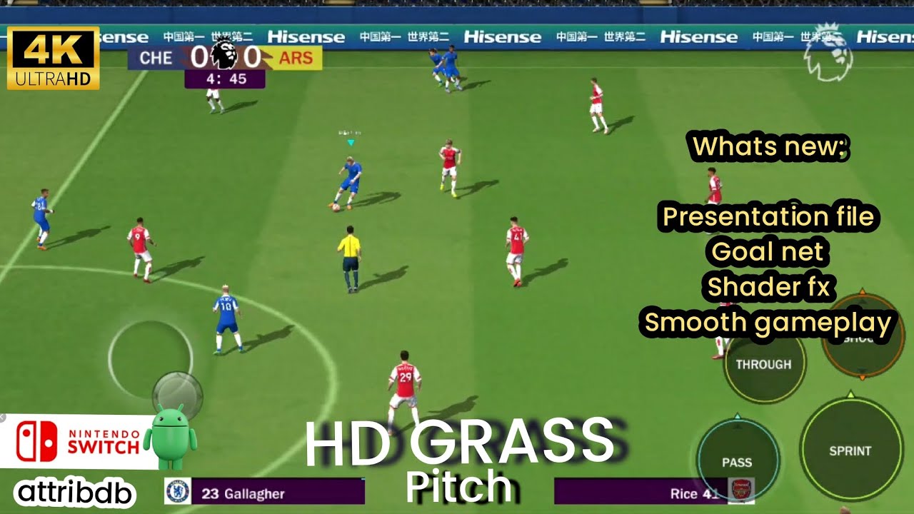 Switch attribdb Pitch grass & PS5 cursor presentation on Fifa 16 mobile mod easports fc 24.
