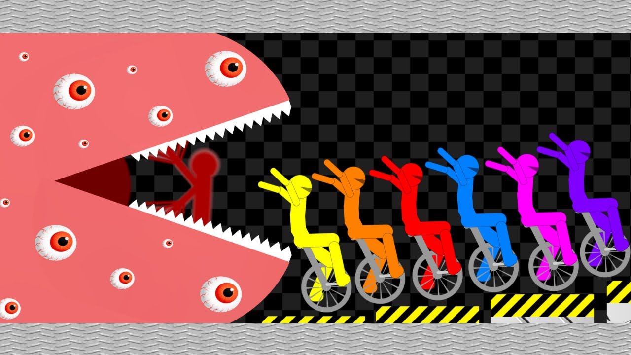 Survival Stickman Unicycle Race - Escape From Dangerous Train Eater