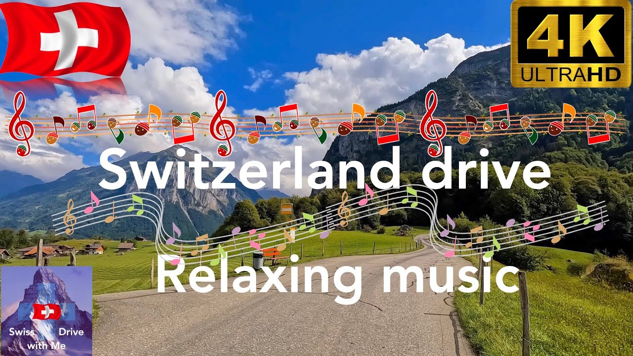 Driving in Switzerland, lake Lungern to Reichenbach with relaxing music in 4k, 60fps
