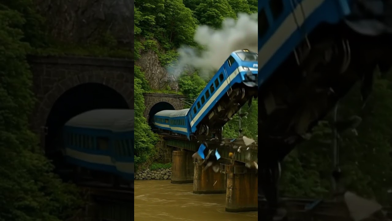 Train Flips Off Bridge into Water! Shocking Crash! 😱🚂