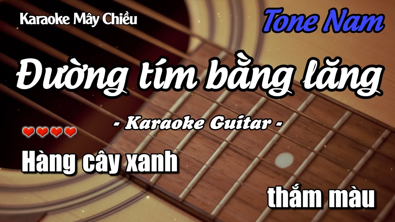 Karaoke Đường Tím Bằng Lăng (Tone Nam) - Guitar Solo Beat Dễ Hát | Karaoke Mây Chiều