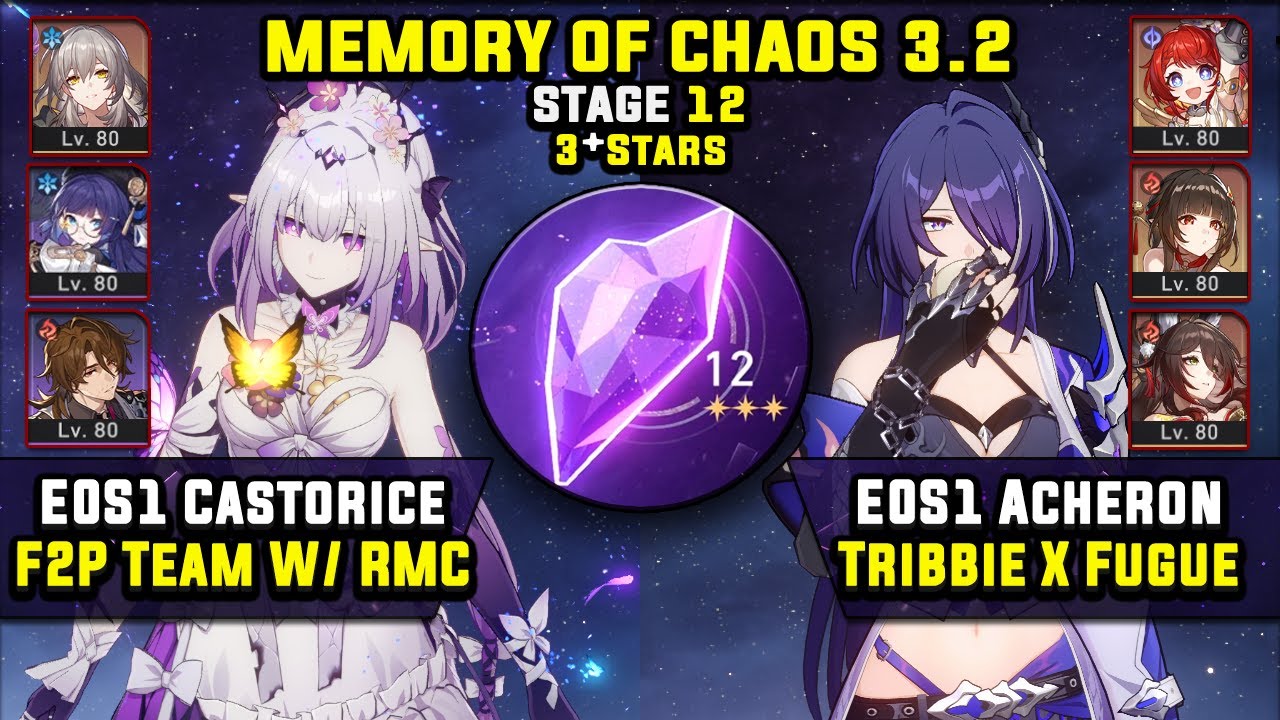 E0 Castorice F2P Team W/ Pela & E0 Acheron Carry (3 Stars) Memory Of Chaos 12 Honkai Star Rail 3.2
