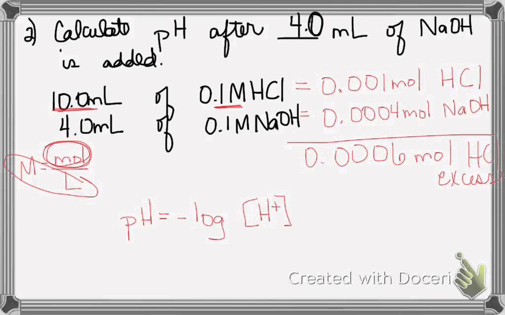 titration curve pH calculations