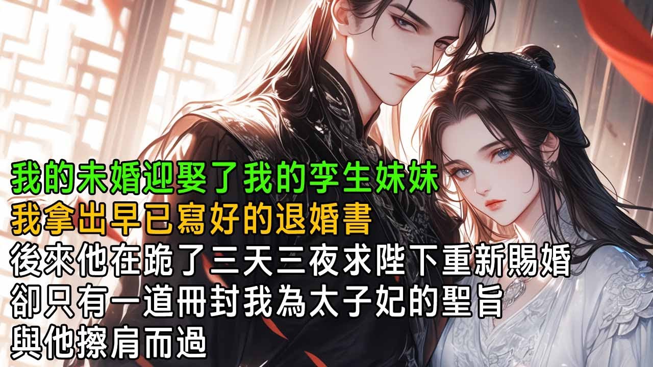 我的未婚迎娶了我的雙胞胎妹妹，我拿出早已寫好的退婚書，後來他在跪了三天三夜求陛下重新賜婚，卻只有一道冊封我為太子妃的聖旨與他擦肩而過【一口氣看完】