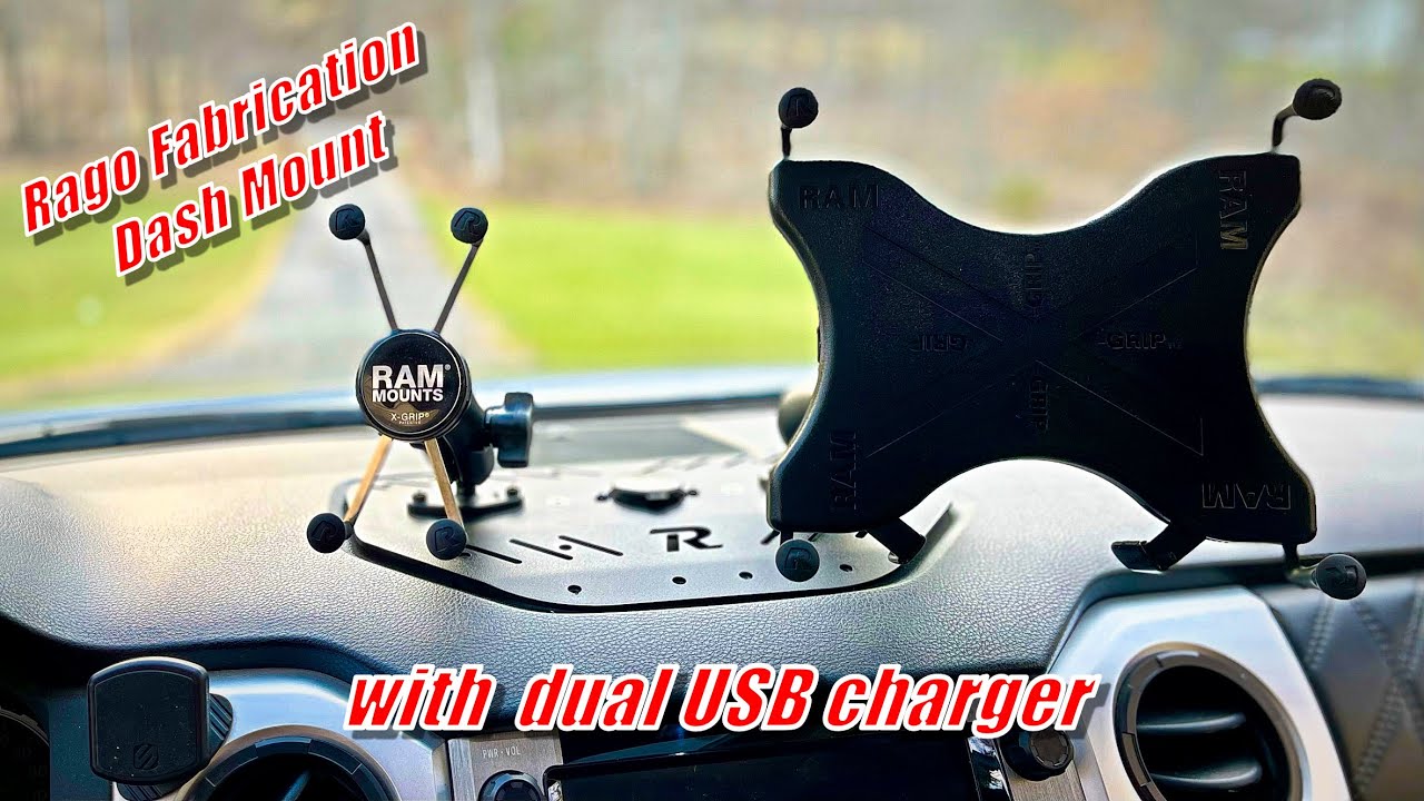 Rago Fabrication Dash Mount With Dual USB Charger...Tip For A Solid Install Included!