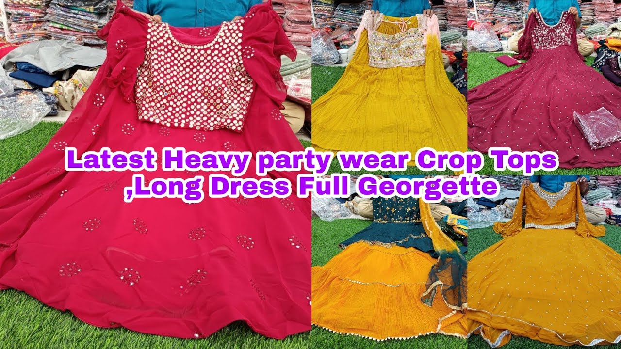 Exclusive Georgette Crop tops/ Long Dress party wear collections