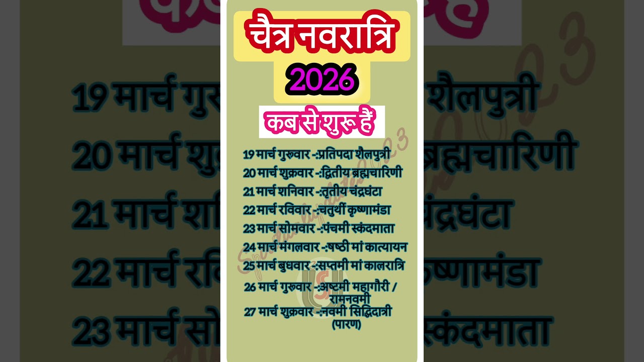 चैत्र नवरात्रि 2026में कब है। Chaitra Navratri kab hai 2026 | 2026 ChaitraNavratri #shorts#navratri