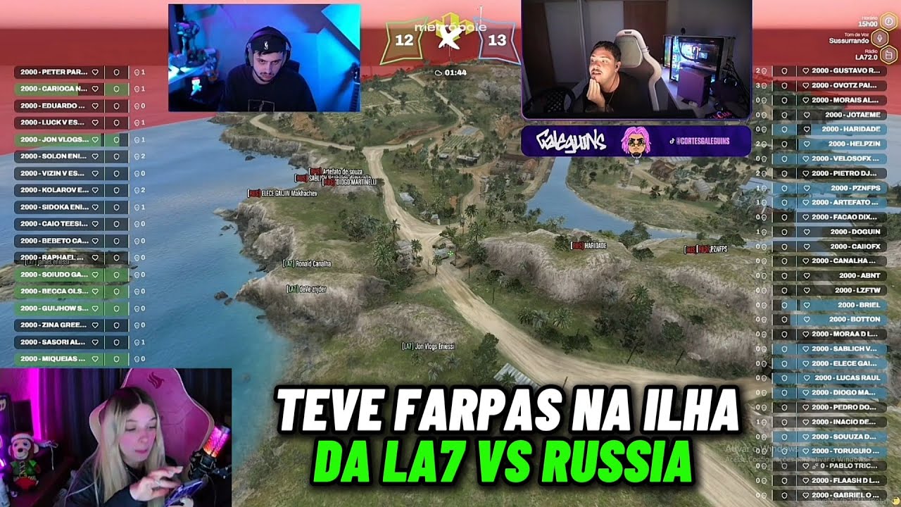 REAÇÃO DA THAY E GALEGUIN COM AS FARPAS NO JOGO ENTRE LA7 E RUSSIA NA ILHA DO GABE