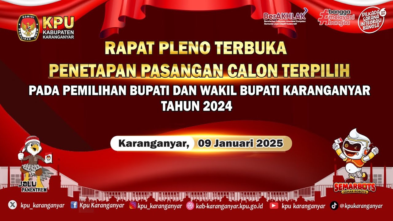 RAPAT PLENO TERBUKA PENETAPAN PASANGAN CALON TERPILIH GUBERNUR & BUPATI KAB.KRA JAWA TENGAH 2024