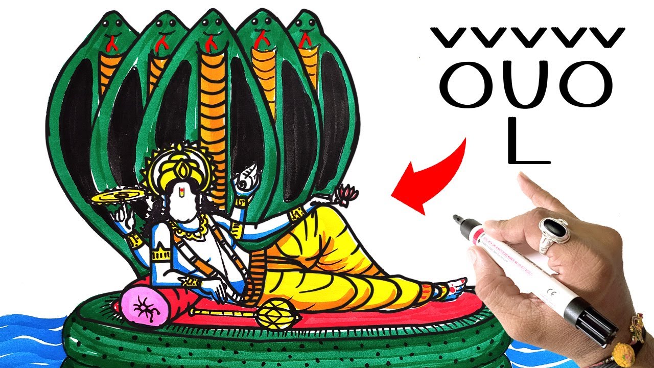 श्री विष्णु भगवान का चित्र आसान से तरीके से बनाना सिंखे। How To Draw Lord Vishnu Easily With Trick.