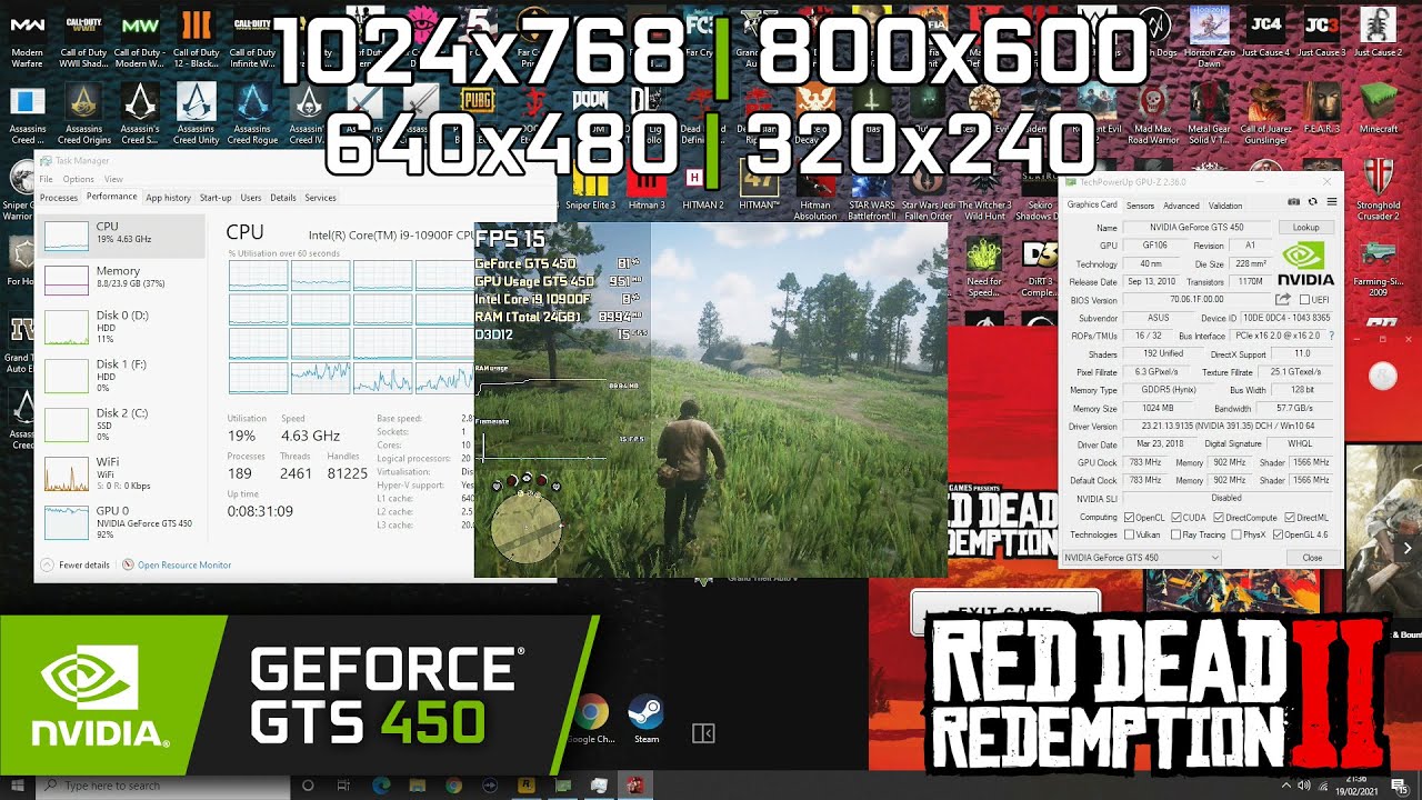 GTS 450 | Red Dead Redemption 2 - 1024x768, 800x600, 640x480, 320x240