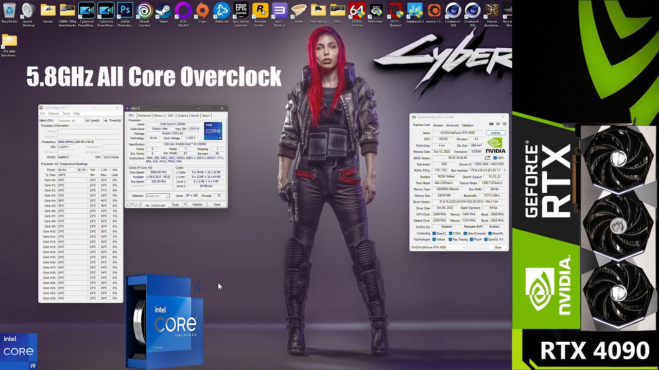 Intel i9 13900K 5.8GHz All Core Overclock Benchmarks & Bios Settings | RTX 4090