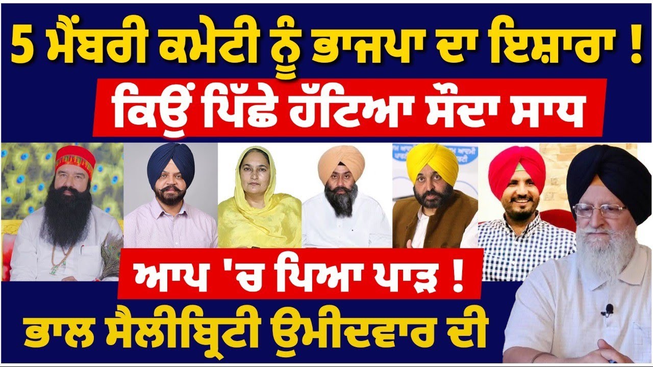 5 ਮੈਂਬਰੀ ਕਮੇਟੀ ਨੂੰ ਭਾਜਪਾ ਦਾ ਇਸ਼ਾਰਾ ! ਆਪ 'ਚ ਪਿਆ ਪਾੜ ! #tvdespunjab #bhagwantmann #ramrahim