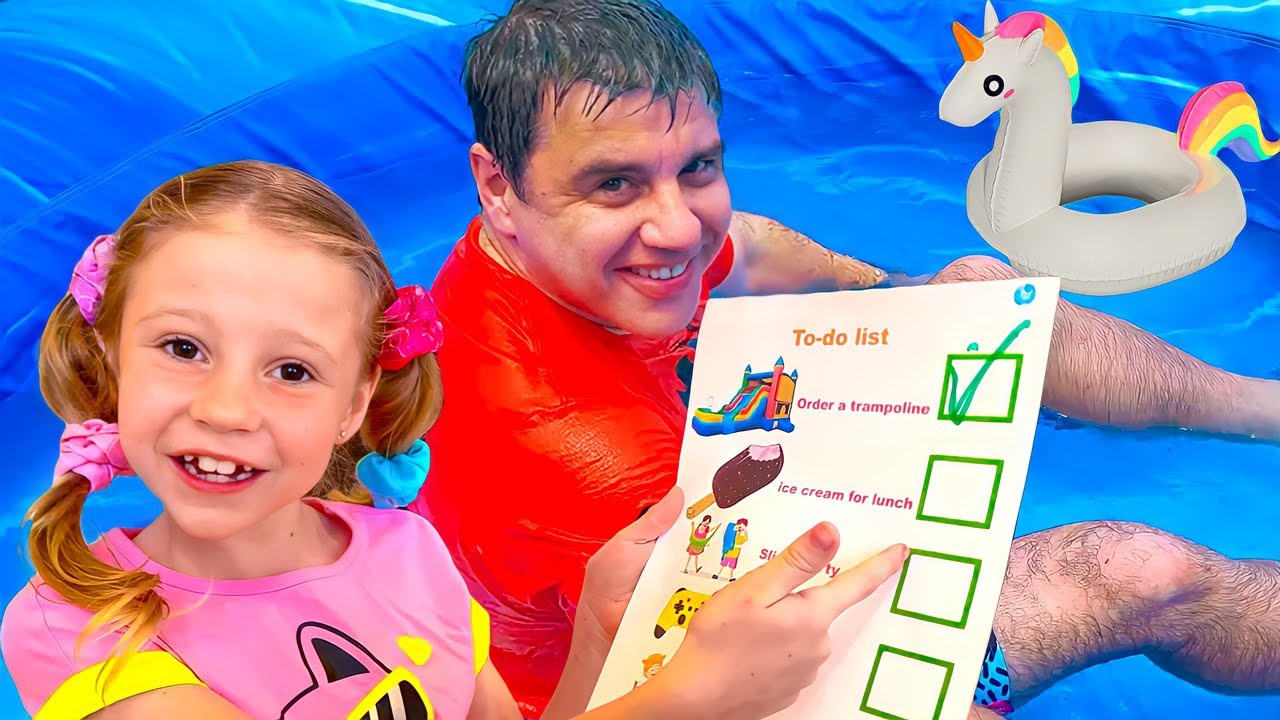 Nastya mudou a lista de tarefas do dia! Um dia cheio de divers&atilde;o com Nastya