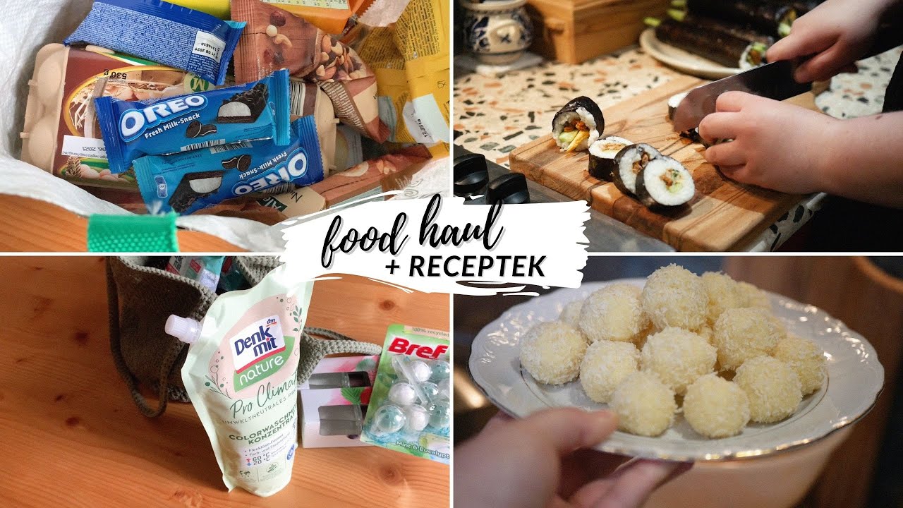 FOOD HAUL 🍓🍅🍋 és háztartási dolgok + receptek - raffaello golyó és kimbap recept!