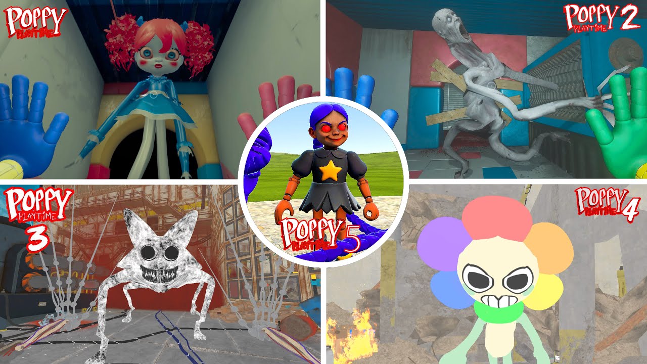 Poppy Playtime: Chapters 1, 2, 3, 4, 5 - All BOSSES and ENDINGS in BRIGHT Mode & Jumpscares