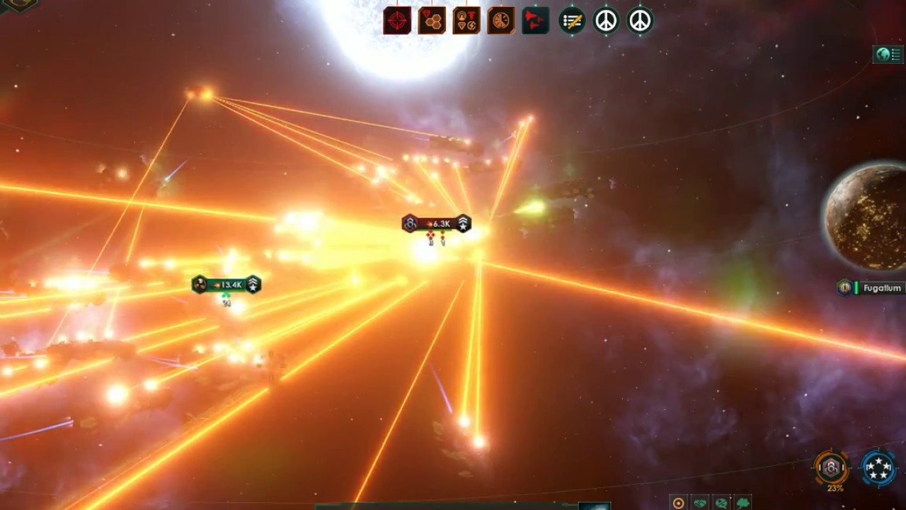 Stellaris Beautful space battle Cruisers 16k vs Mixed fleet 20k