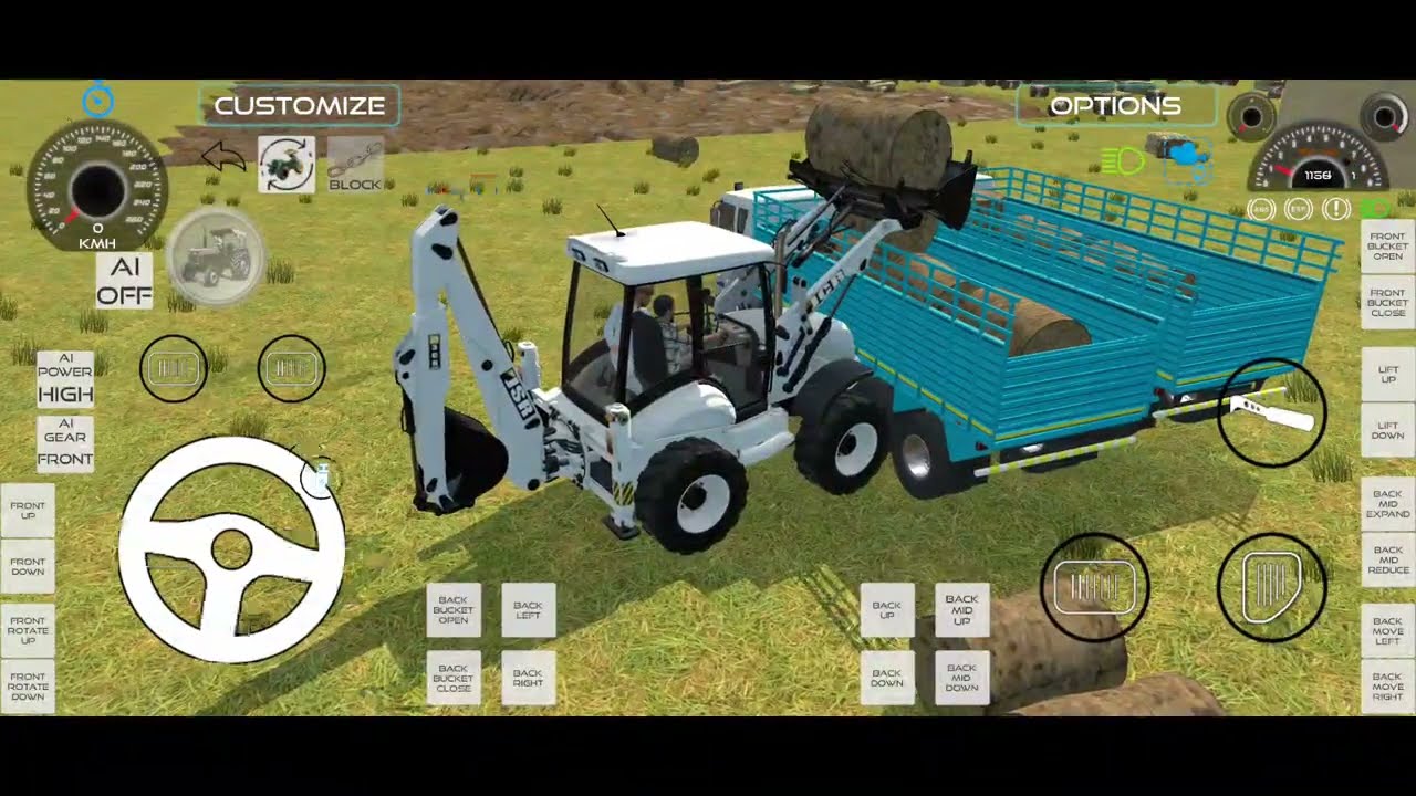day (60)🔴Drive JCB and Uploading Stone🌋 From tractor and🔥 Dumper Truck in 3d Game  #gaming