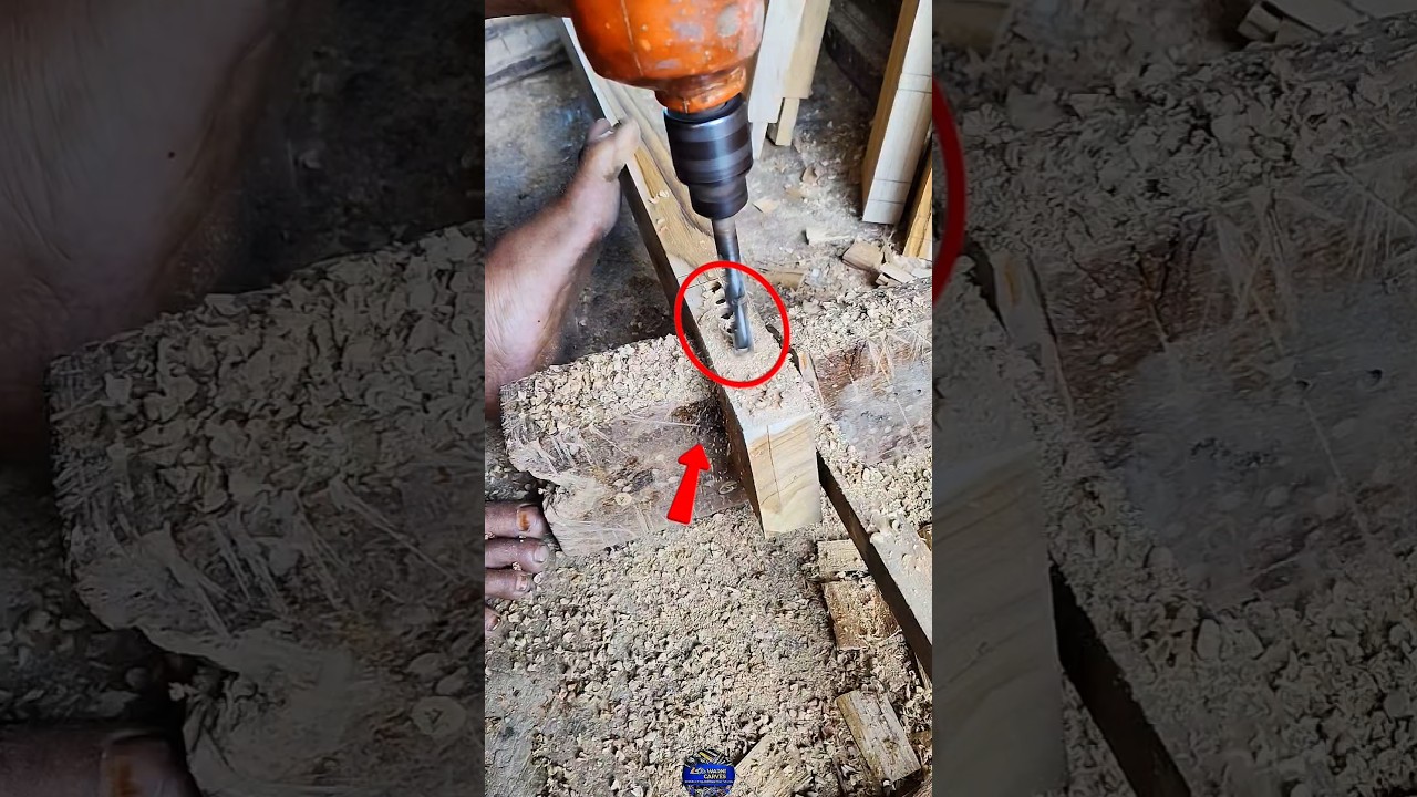 This Multi-Hole Drill Trick Makes Wood Joints Super Strong! #Woodworking #DowelJoint