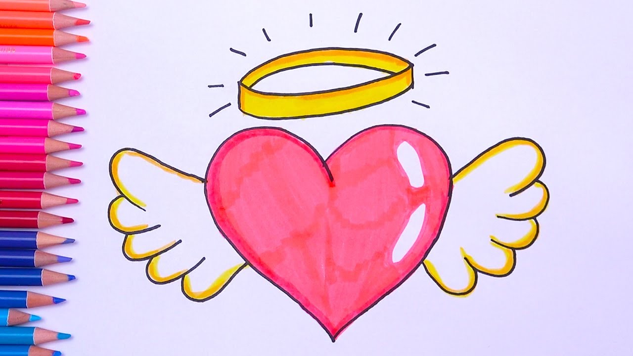 Draw so cute How to draw HEART with wings  Easy drawings