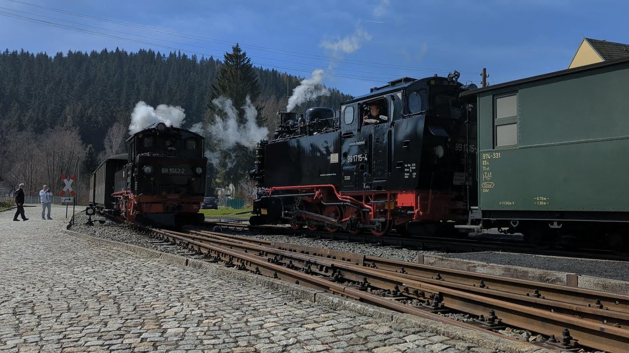 Bahnhof Schmalzgrube - Rendezvous der Preßnitztalbahnen Ostern 2023