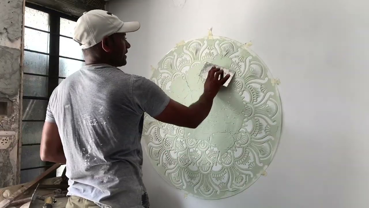 Wall stencil painting texture design ideas