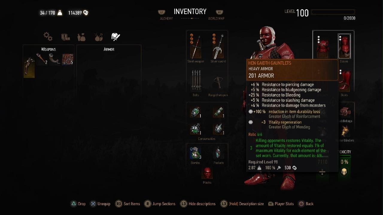 Immortal Hen Gaidth build Witcher 3