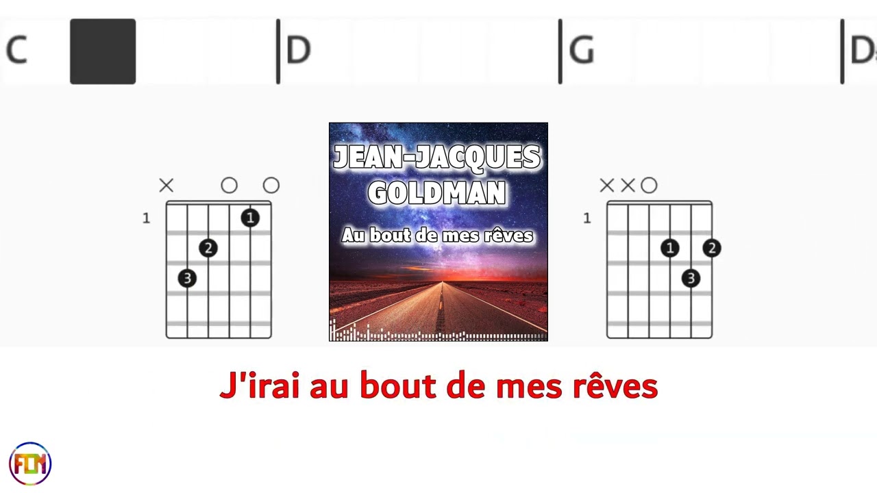 JEAN-JACQUES GOLDMAN  - Au bout de mes r&ecirc;ves &bull; Bass & Drums | Scrolling Guitar Chords & Lyrics