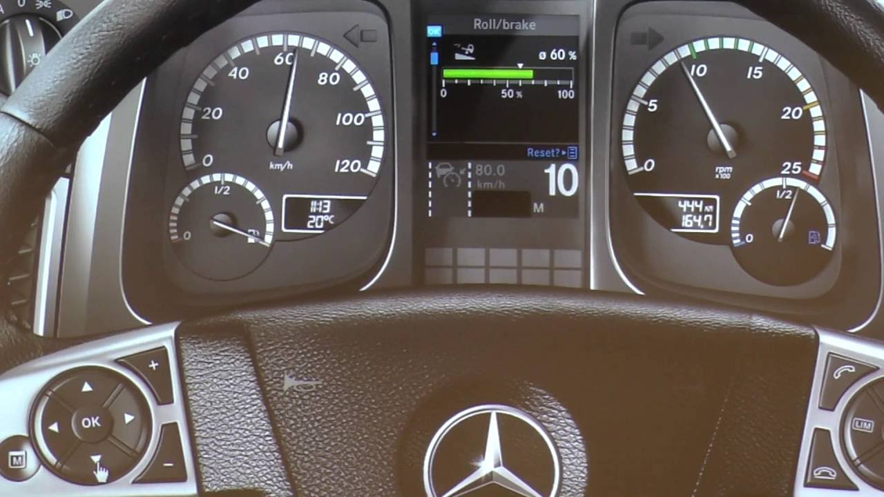 Объяснение элементов управления интерактивной приборной панели Mercedes Benz Actros