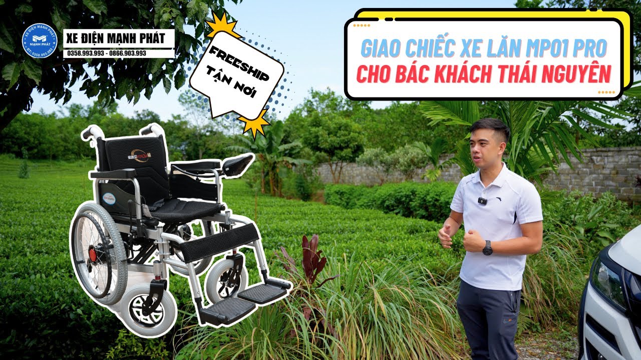 Giao xe lăn điện cho bác khách có vườn chè cực đẹp !! | Xe Điện Mạnh Phát