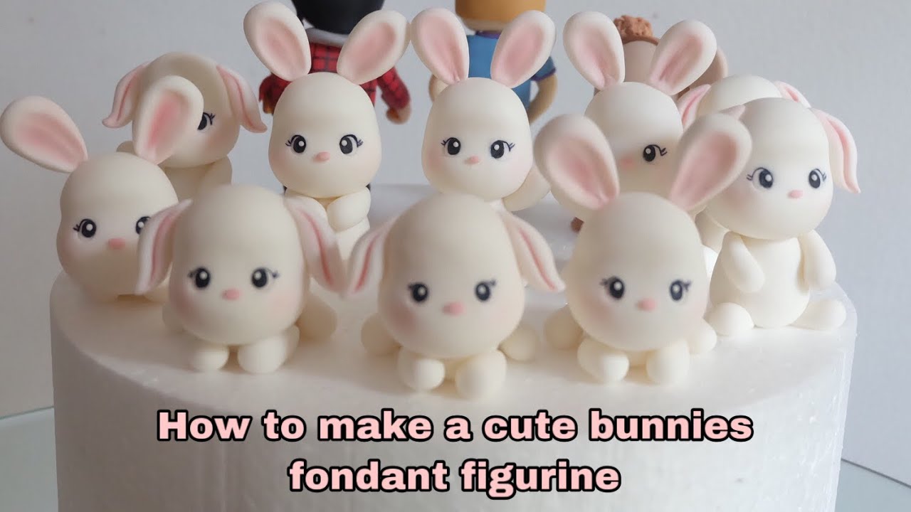 How to make Cute Bunny Fondant Cake Figurine