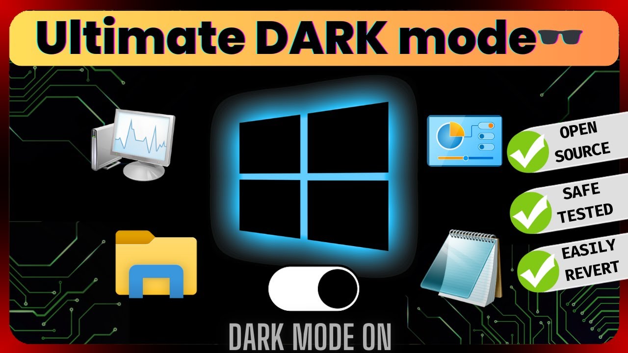 🕶️Enable Ultimate Dark Mode in Windows10 | Dark Theme Notepad/Task Manager and more (Safe/Tested) ✅