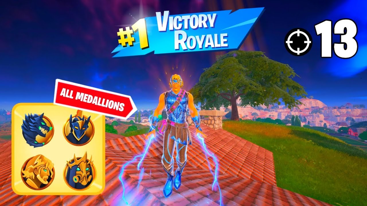 High Elimination Solo Win Gameplay | ALL MEDALLIONS | Fortnite Chapter 5 Season 2 Zero Builds
