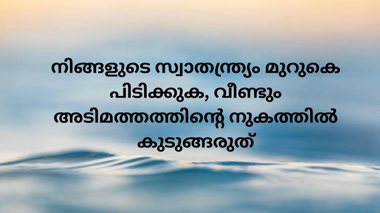 നിങ്ങളുടെ സ്വാതന്ത്ര്യം മുറുകെ പിടിക്കുക, വീണ്ടും അടിമത്തത്തിന്റെ നുകത്തിൽ കുടുങ്ങരുത്