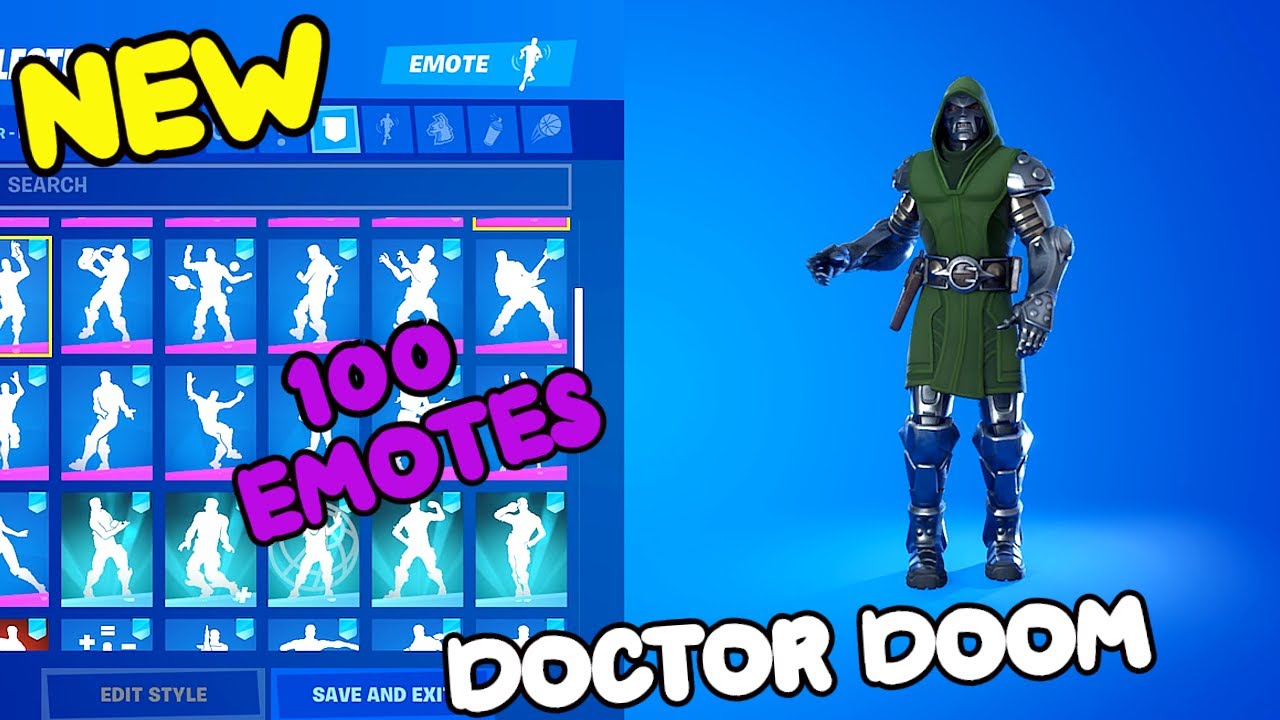 Fortnite Doctor Doom Skin with all Top Fortnite Dances and Emotes