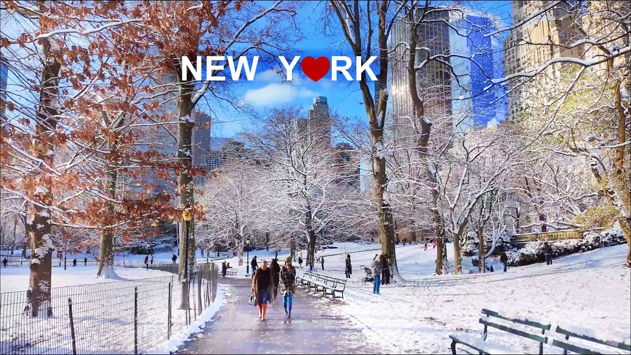 Snowfall in New York - Snow Walk Winter Wonderland in Central Park NYC