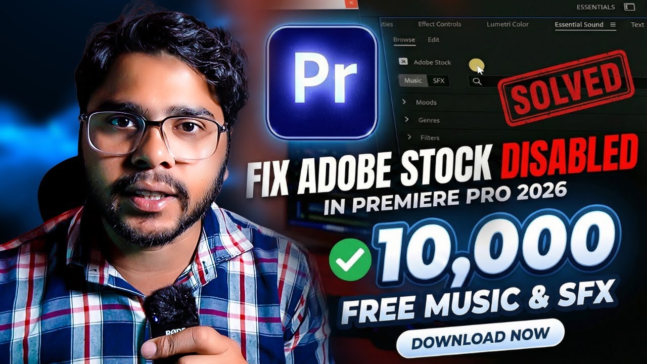 Fix Adobe Stock Disabled in Premiere Pro 2026 | 10,000 FREE Music & SFX In Premiere Pro