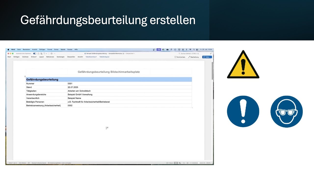 Wie erstelle ich eine Gefährdungsbeurteilung?
