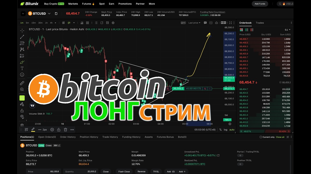 БИТКОИН ЛОНГ 🟢 КРИПТО СТРИМ