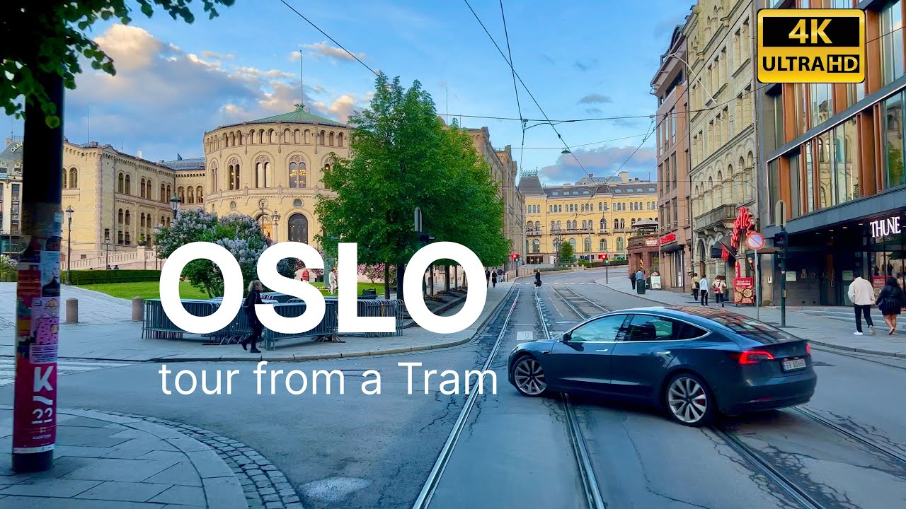 Tram ride through the beautiful Oslo city in Norway | with Music | 4K