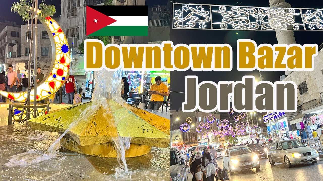 [4K] Downtown Bazar Night Amman City Walking Tour | A Night View In Jordan 🇯🇴