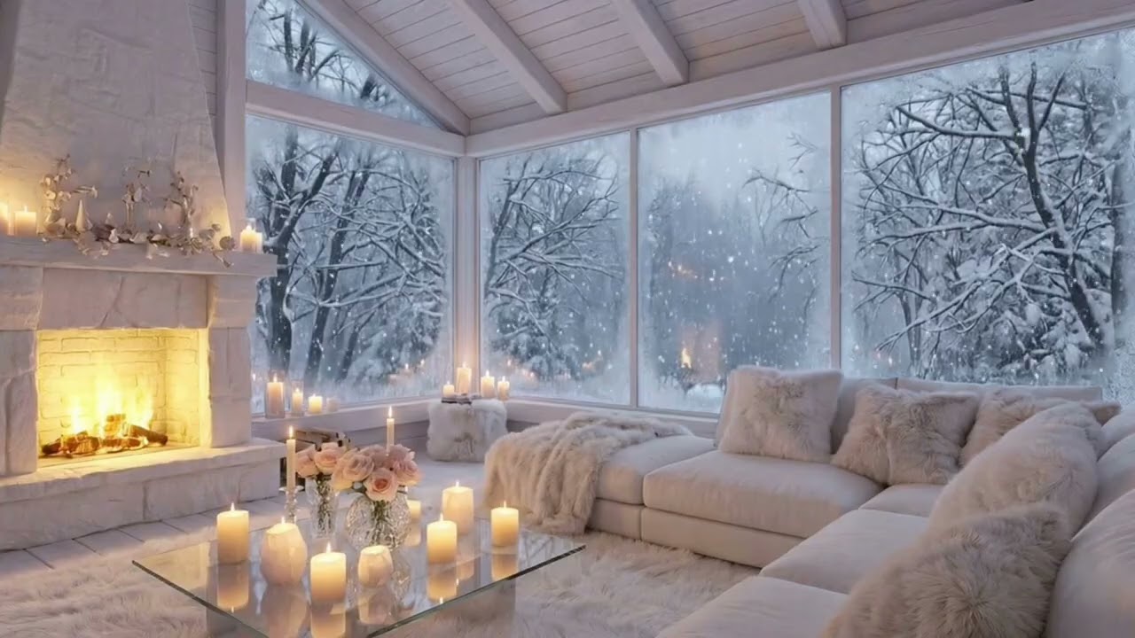 🎹 Soft White Piano | White Lounge & Candles for 4 Hours | Sleep Relax Meditation Focus Calm