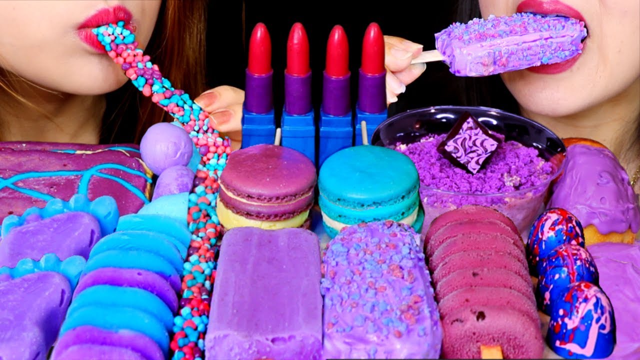ASMR EDIBLE CHOCOLATE LIPSTICKS, MACARON POPS, BERRY POPTARTS, BERRY NERDS ROPE, CRUNCH ICE CREAM먹방
