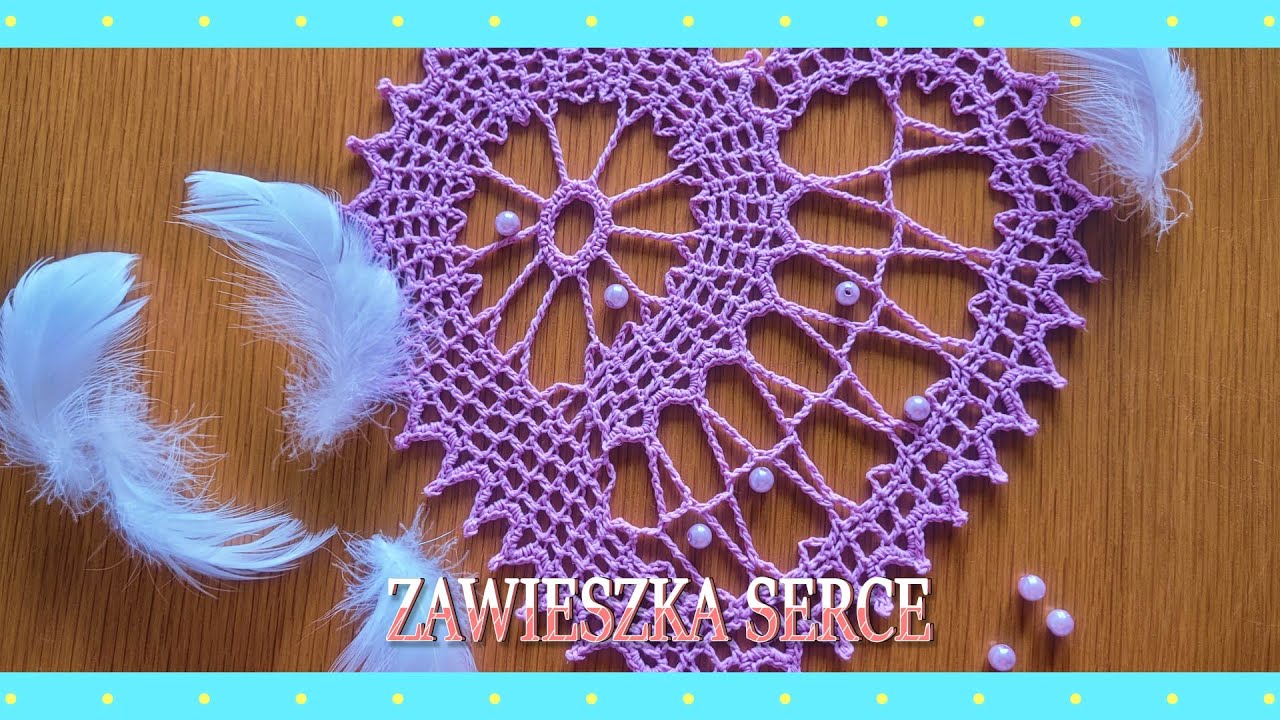 Walentynkowe serce zawieszka/łapacz snów na szydełku