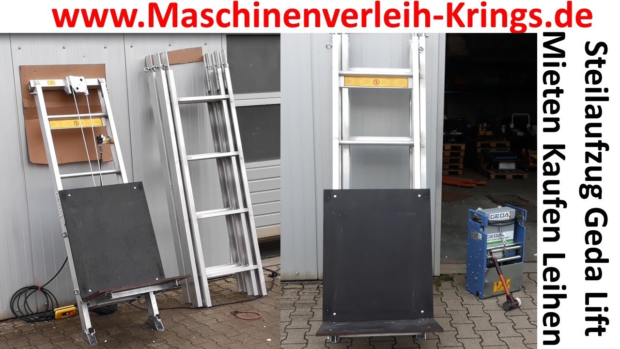 Steilaufzug Geda Lift Dachdecker PV Lastenaufzug Möbellift Stecklift Möbelaufzug Schrägaufzug mieten