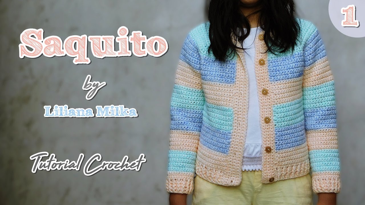 Como tejer a crochet Saquito fácil en Puntos Bajos Niños.Tejido a ganchillo para principiantes (1/2)